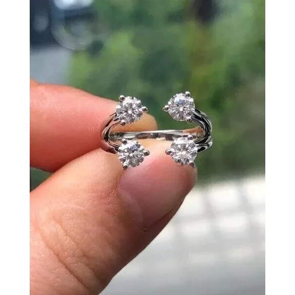 Forever Jewels 2Ct Round Moissanite Women Ring Guard Enhancer 14K White Gold Plated