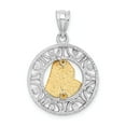 thumbnail image 3 of Finest Gold 14K Two-tone Brushed & Polished Virgin D-C Mary Pendant, 3 of 4