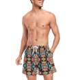 thumbnail image 3 of FORMRS Mens Swim Trunks Mesh Liner Quick Dry Casual Beach Board Shorts with Pockets, Sizes S-2XL, Blue Geometric, 3 of 9
