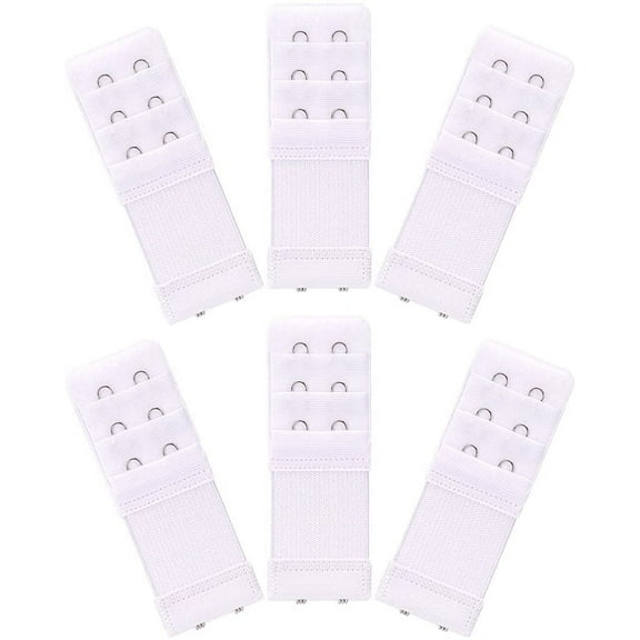 6 Pieces Women's Soft Comfortable Elastic Bra Extenders Bra Extension Strap 2 Hook 3 Row Lady's Bra Extender Bra Band