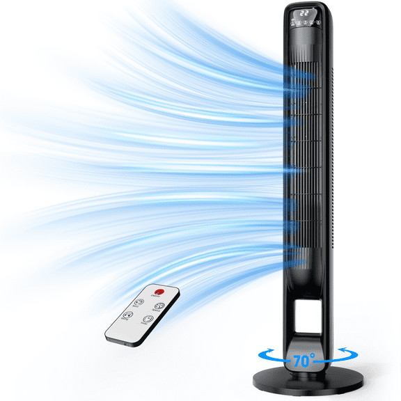 39 inch Tower Fan for Large Room Oscillating Bladeless Standing Floor Fan 3 Speeds 3 Modes with Remote-39in