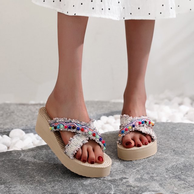 Zapatillas con punta abierta para mujer, sandalias cómodas, informales, cómodas, para la playa Wmkox8yii ytu5532