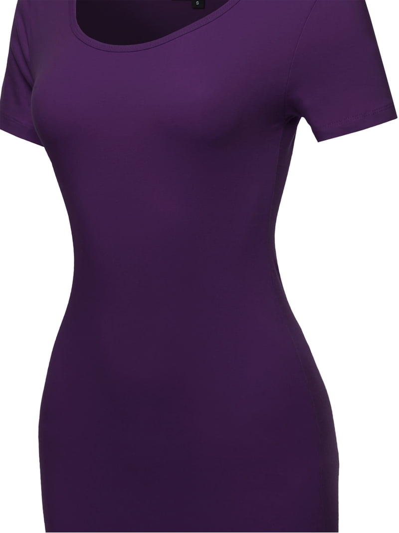 A2Y Women's Solid Fitted Classic Short Sleeve Premium Cotton Midi Dress Dark Purple S - Walmart.com A2Y Women's Solid Fitted Classic Short Sleeve Premium Cotton Midi Dress Dark Purple S - Walmart.com