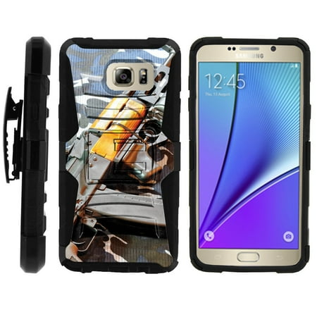 Samsung Galaxy Note 5 Case | Galaxy N920 Case [ Clip Armor ] Rugged High Impact Defense Case with Built in Kickstand + Holster - Gun on Blue