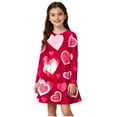 thumbnail image 2 of ATOGUTA Teenager Dresses Girls Valentines Long Sleeve T-Shirt Dresses Kids Spring A-Line Twirly Skater Dresses Size 4T-14, Watermelon Red, 2 of 6