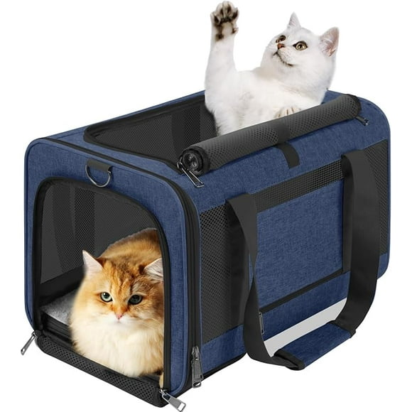 Dog Carrier Soft/Cat Crates Large Cat 20 to 25 pounds/Softsided Pet Car Travel Carry Bag 15 Pound Puppy/Top Open Transport Kennel Navy