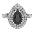 thumbnail image 4 of Black Diamond Engagement Ring Pear Double Halo Proposal 1.75 carat 14K White Gold, 4 of 5