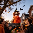 thumbnail image 5 of Halloween Hanging Witch Doll with Broom Outdoor Decor Orange 1pc, 5 of 5