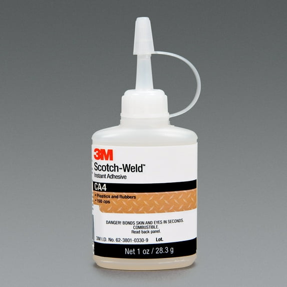 3M Scotch-Weld Instant Adhesive CA4, Clear, 1 fl oz Bottle, 12/case