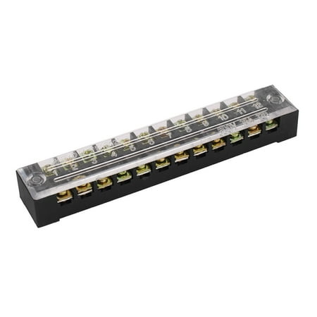 - Unique Bargains 600V 15A Clear Cover Double Rows 12 Positions Barrier Screw Terminal Block