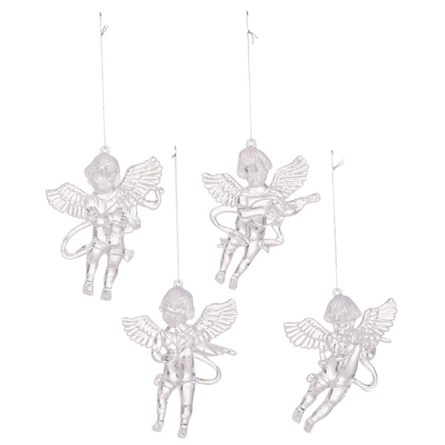 4 adornos colgantes navideños, adornos de ángel, colgantes decorativos creativos transparentes para fiestas, festivales, hogar, regalos de año Nuevo