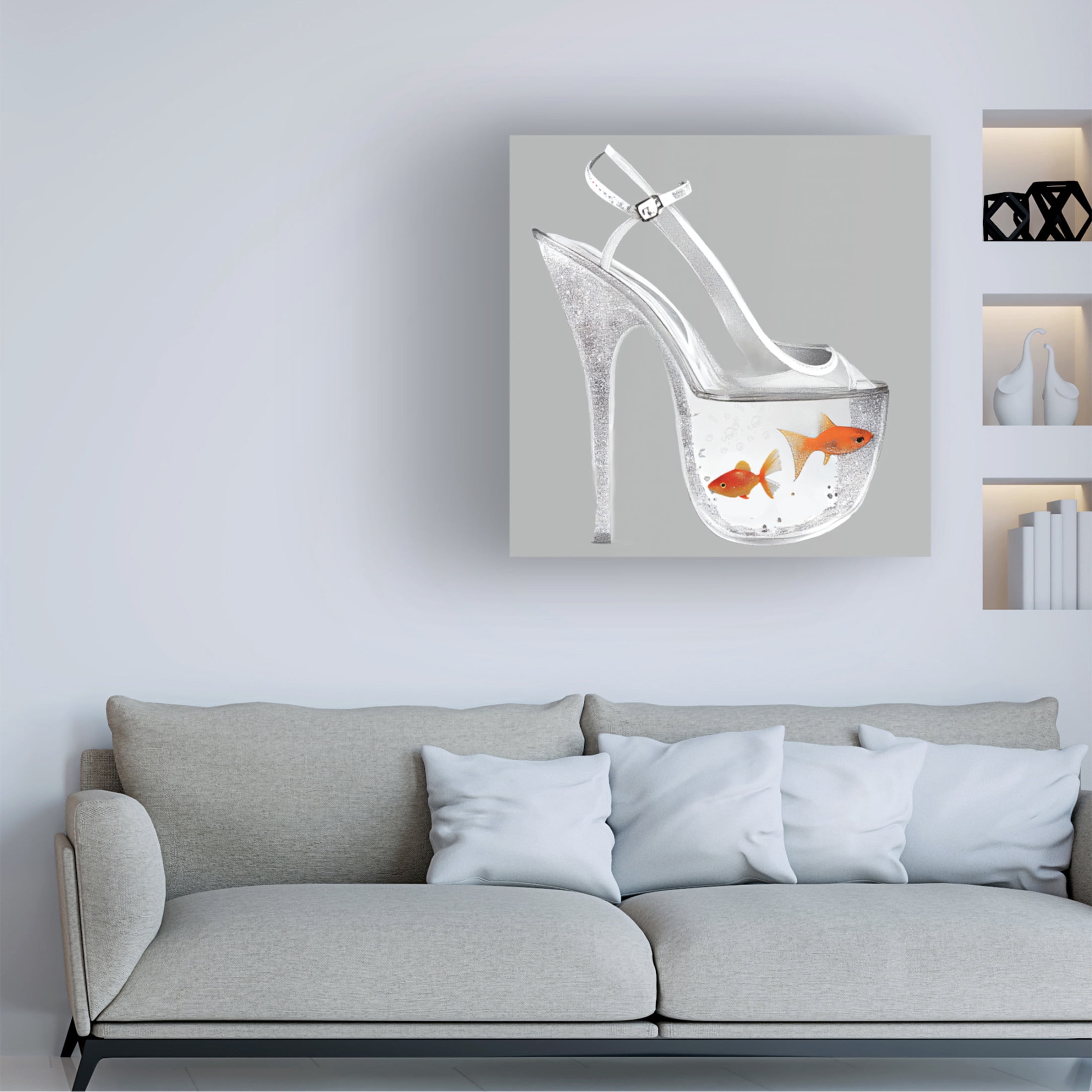 Canvas Wall Art - Sasha 'Sparkle Fish I' Wall Art for Living Room, Bedroom, or Office Décor by Trademark Fine Art - 18 x 18 Inches