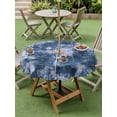 thumbnail image 4 of Outdoor Tablecloths with Umbrella Hole & Zipper, Navy Blue Ombre Round Tablecloth 54 Inch, Gradient Abstract Art Vintage Waterproof Table Cloth, Patio/Pool/Picnic Table Covers, 4 of 8