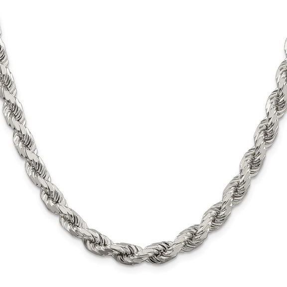 Diamond2Deal 925 Sterling Silver 6.5mm Diamond-Cut Rope Chain Necklace for Men 20"