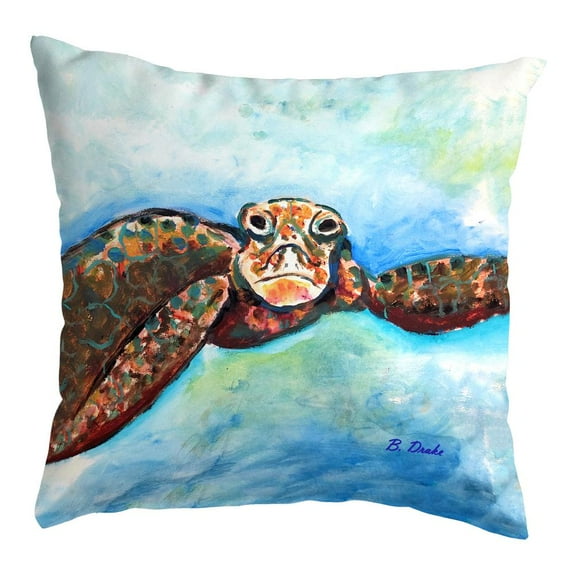 Betsy Drake Interiors Turtle Looking At Me Small Noncorded Pillow 12x12