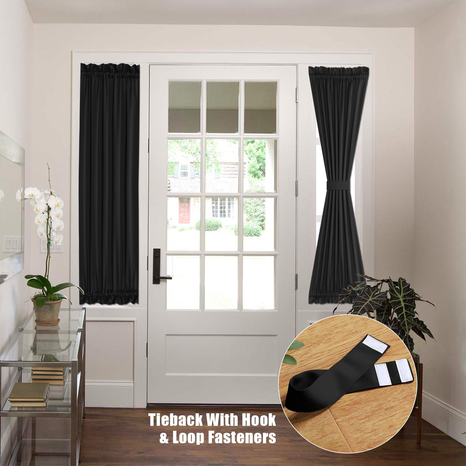 Vatge Front Door Curtains for Glass Window - Door Curtain Panel with  Tieback - Perfect Window Curtains for Living Room, 1 Panel with Tieback and