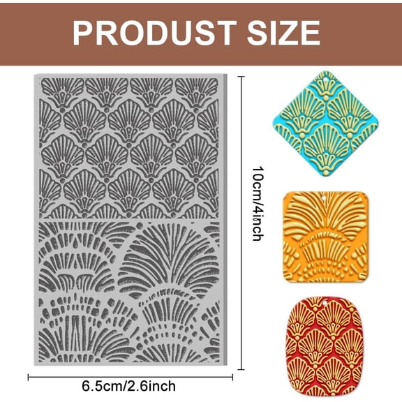 Abstract Shells Polymer Clay TextureSheets Rubber Clay Texture Mats Embossing Folders Clay Texture Mats Tool Used for DIY Stamp Art Painting and Jewelry Making