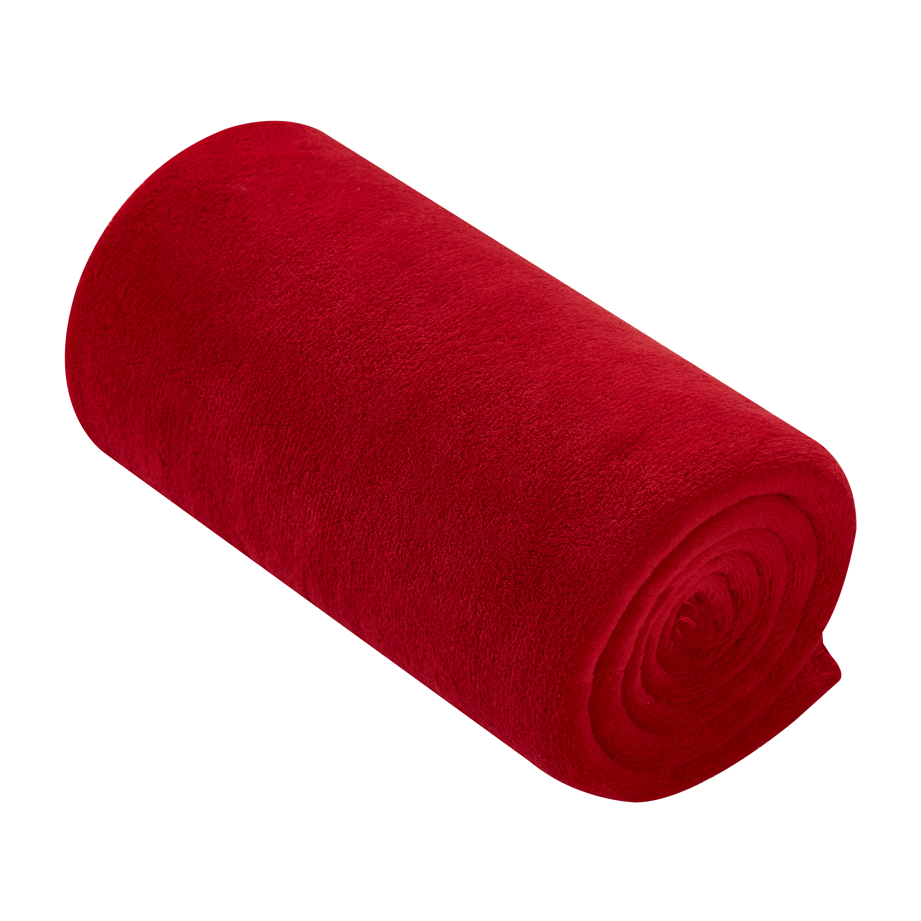 Mainstays Fleece Plush Throw Blanket, 50" x 60", Set of 2, Red Solid, Green and Blue Plaid