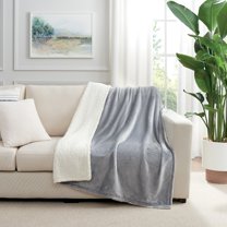 Host & Home Plush Sherpa Throw Blanket, Plush Mink Velvet Face with Plush Sherpa Reverse, 50x60, Gray