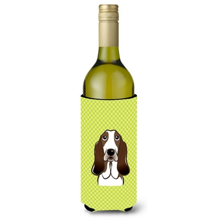 

Carolines Treasures Checkerboard Lime Green Basset Hound Wine Bottle Beverage Insulator Hugger Wine Bottle multicolor