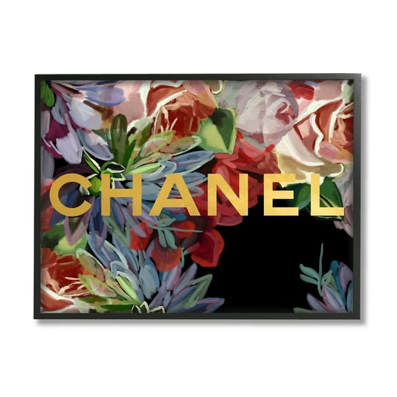 Stupell Industries Flower Patterned Glam Brand Botanical & Floral Painting Black Framed Art Print Wall Art, 14 x 11