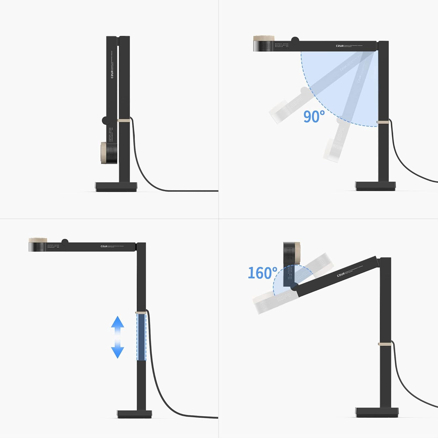 CZUR Fancy S Pro 12MP USB Document Camera for Teacher, 4K Webcam with Microphone and LED Light, Up to 60fps, Auto Focus, for Remote Teaching, Live Streaming, Web Conference, for Mac and Windows