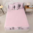 thumbnail image 4 of Erosebridal Vintage Graffiti Lines Zipper Twin Comforter Sets with Fitted Sheet and 2 Pillowcases,Pink Black Gradient Zipper Bedding Set For Girls,Pink Reversible,4pcs, 4 of 7