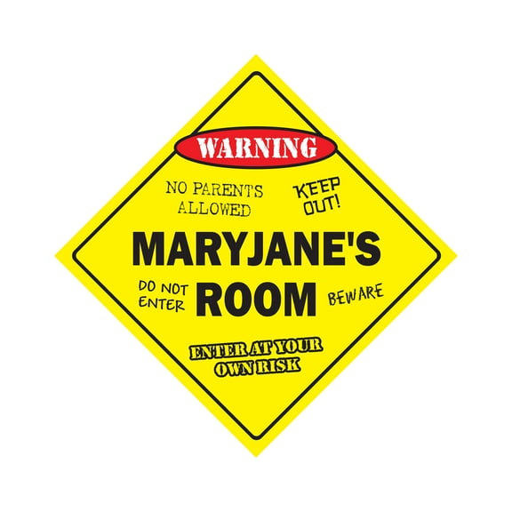 Maryjane's Room Sign Crossing Zone Xing | Indoor/Outdoor | 17" Tall kids bedroom decor door children's name boy girl