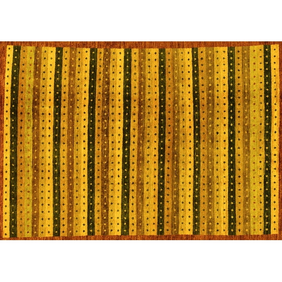 Ahgly Company Machine Washable Indoor Rectangle Abstract Yellow Modern Area Rugs, 5' x 8'