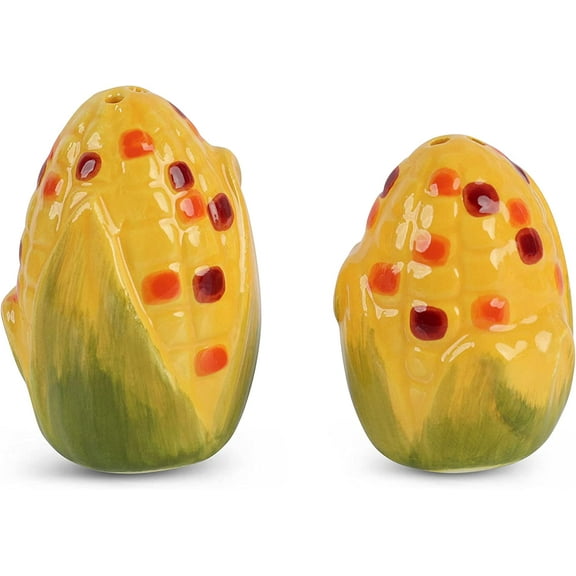 Servette Home Novelty Ceramic Vegetable Salt and Pepper Shakers Set - Indian Corn