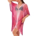 thumbnail image 5 of successthop Women's Swim Cover Ups for the Beach Casual Crewneck Dress Short Sleeve Swimsuit Summer Holiday Swimwear, 5 of 5
