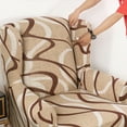 thumbnail image 4 of Sumhomie Housse Extensible Imprimée pour Fauteuil à Oreilles 2 Pcs, Camel, 4 of 4