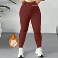 thumbnail image 6 of 2025 Fleece Leggings for Women Tummy Control High Waisted Thermal Tights Warm Winter Pants Stretchy Workout Leggings Wine L, 6 of 6