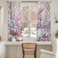 thumbnail image 3 of Pink Snowman Christmas Sheer Curtains 63 Inches Long, Xmas Floral Tree Snowflake Light Filtering Window Curtains for Living Room/Bedroom, Rod Pocket Voile Sheer Curtain Drapes, 52"W x 63"L, 2 Panels, 3 of 9