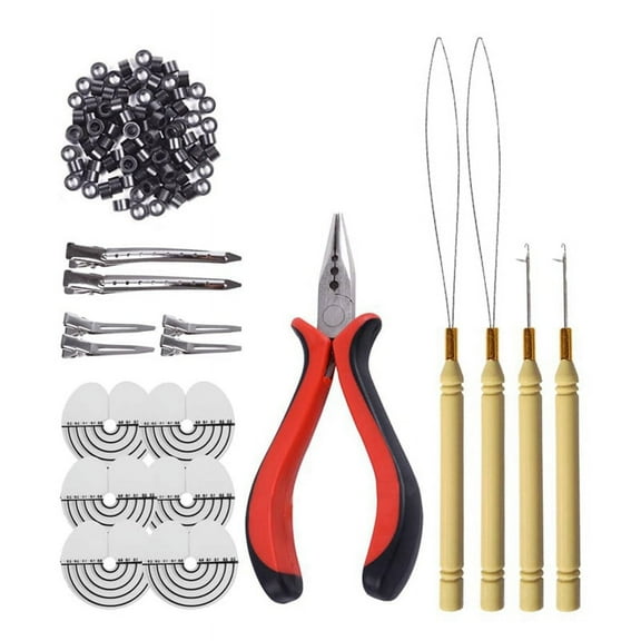 Wig Hair Extension Tool Pliers Crochet Silicone Buckle Hair Extension Pliers Ring Tool Set Hair Extension Tool