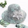 thumbnail image 2 of Tea Party Hats for Women Easter Women's lace mesh basin hat flower large brim sun visor hat women's outdoor sun hat, 2 of 4