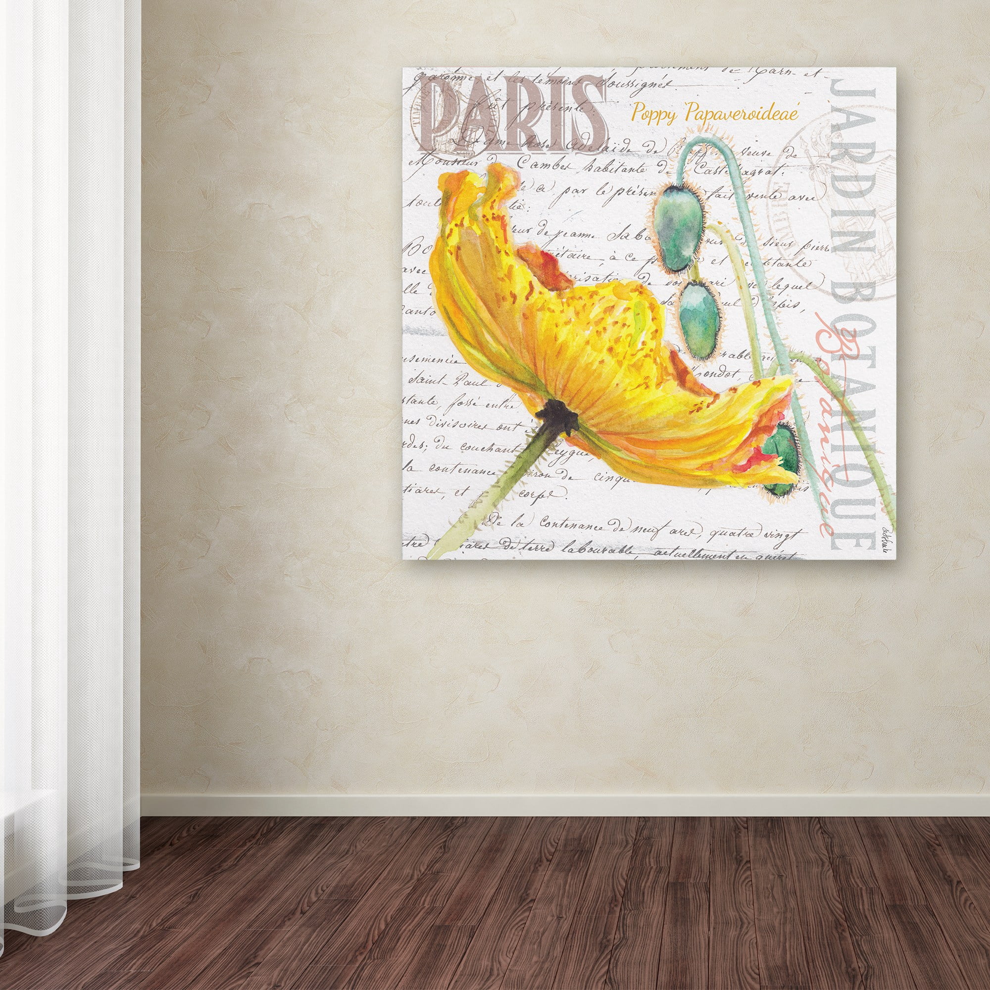 Trademark Fine Art "Paris Botanique Yellow Poppy" Canvas Art by Jennifer Redstreake