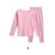 thumbnail image 4 of Jumpingount 1 Juego de ropa interior de poliéster para mujer, Color sólido, manga larga, reemplazo, invierno, otoño, Flexible, cálido, ropa de Ropa interior Rosado, 4 of 6