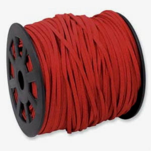 Faux Leather Suede Beading Cord, Red (10 feet)