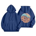 thumbnail image 4 of Puliio Women's Hoodie Retro Sunset Wave Letter Graphic Print Oversized Soft Long Sleeve Beach Sweatshirt With Front Pocket, 4 of 5