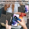 thumbnail image 2 of Wallet Case for Samsung Galaxy S22 Series, 5 Card Slots Protective Case Magnetic Closure Zipper Pocket Handbag PU Leather Flip Folio Case with Wrist Strap TPU Kickstand Full Protection Cover, 2 of 18