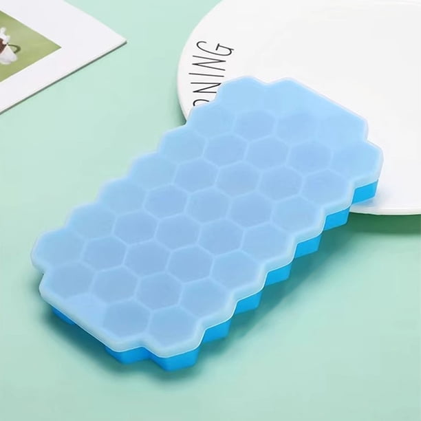 Honeycomb fabricante de hielo bandeja de cubitos de hielo con cubitos de hielo tapa (azul)