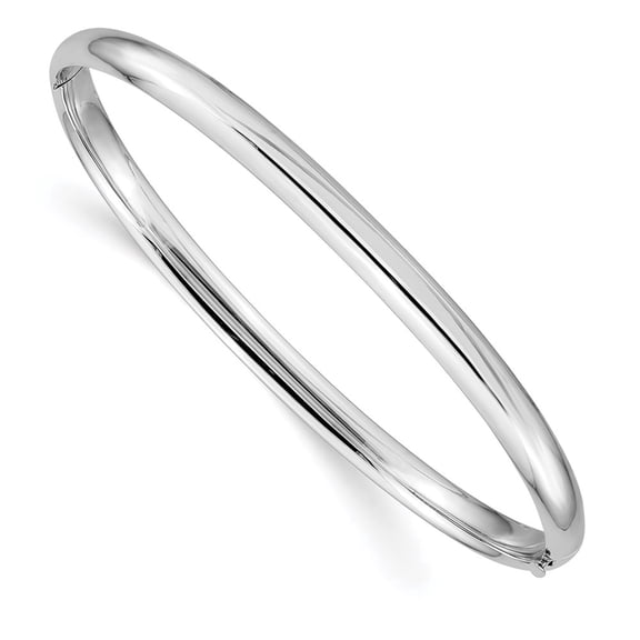 DewberryDiamonds 14k White Gold High Polished 5.00mm Hinged Oval Bangle Bracelet