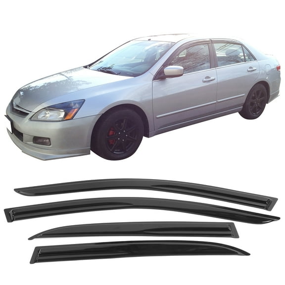 Ikon Motorsports Compatible with 03-07 Honda Accord Sedan MU Style  Acrylic Window Vent Visor Deflector Rain Guard 4Pc Outside Mount 2003 2004 2005 2006 2007