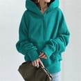 thumbnail image 2 of Baberdicy Zip up Hoodie Women, Women's Cute Hoodies Teen Girl Fall Jacket Oversized Sweatshirts Casual Clothes Zip up Hoodie with Pocket Essentials Hoodie Green, 2 of 5