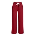 thumbnail image 5 of CHGBMOK Linen Pants for Women Drawstring High Waisted Wide Leg Pants Casual Loose Fit Trousers, 5 of 5