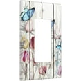 HPINKT Rustic Flower Butterfly Wood 1 Gang Single Rocker Light Switch