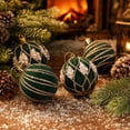 thumbnail image 6 of Christmas Tree Ornaments Set 6 Piece Flocked Velvet Holiday Hanging Ball Decorations Green 2.36 Inch, 6 of 6