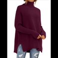 thumbnail image 1 of Suéter Holgado de Gran Tamaño para Mujer, Estilo Túnica Acanalada con Mangas Murciélago de Otoño. Vino Tinto L, 1 of 9