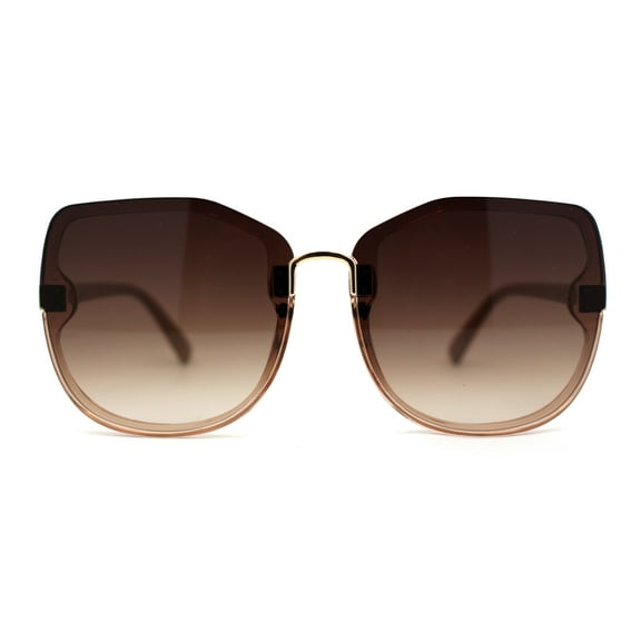 Womens Slick Rimless 90s Fashion Butterfly Plastic Sunglasses Beige Brown